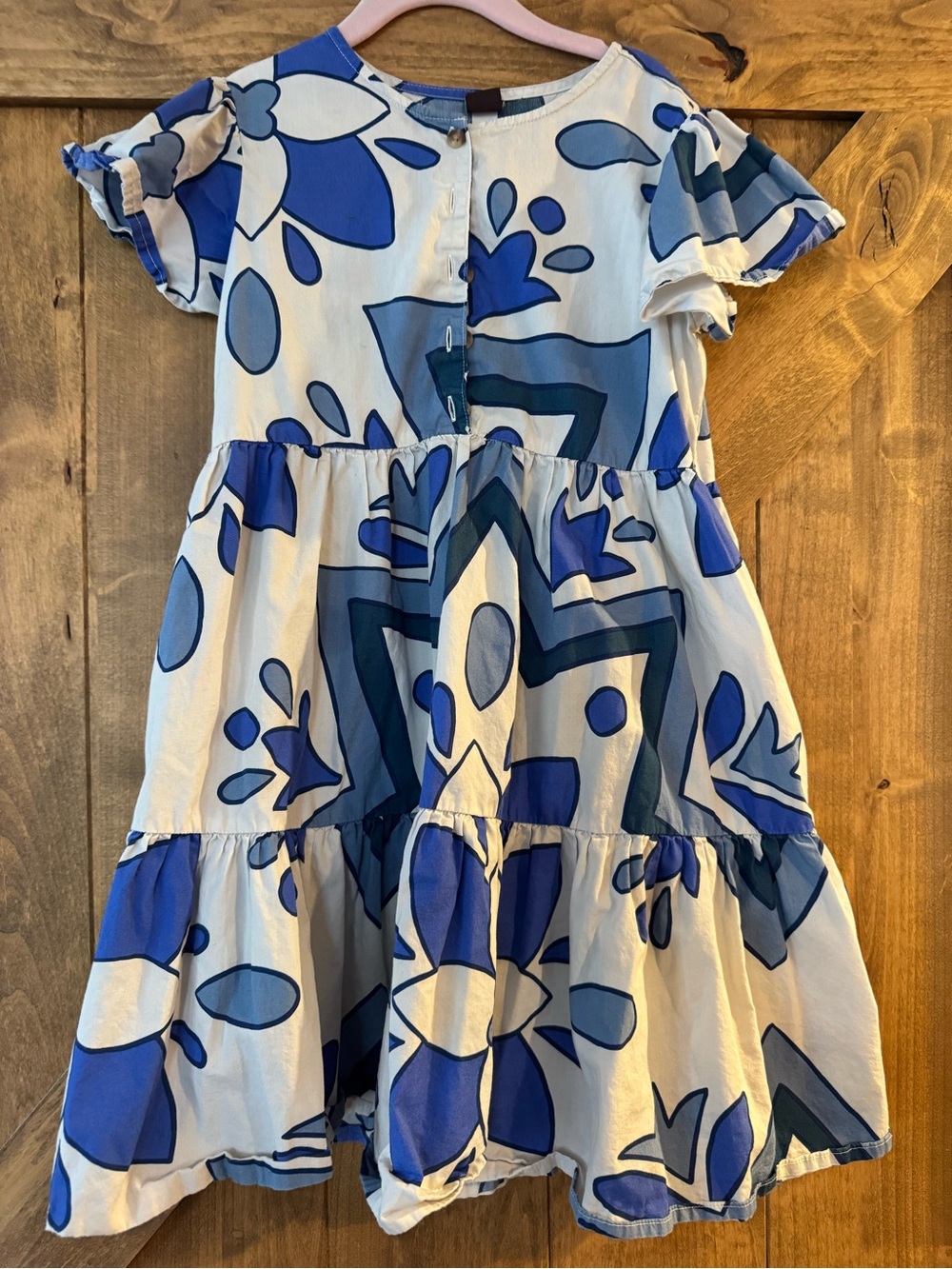 Tea Girls' Blue Floral Tiered Dress